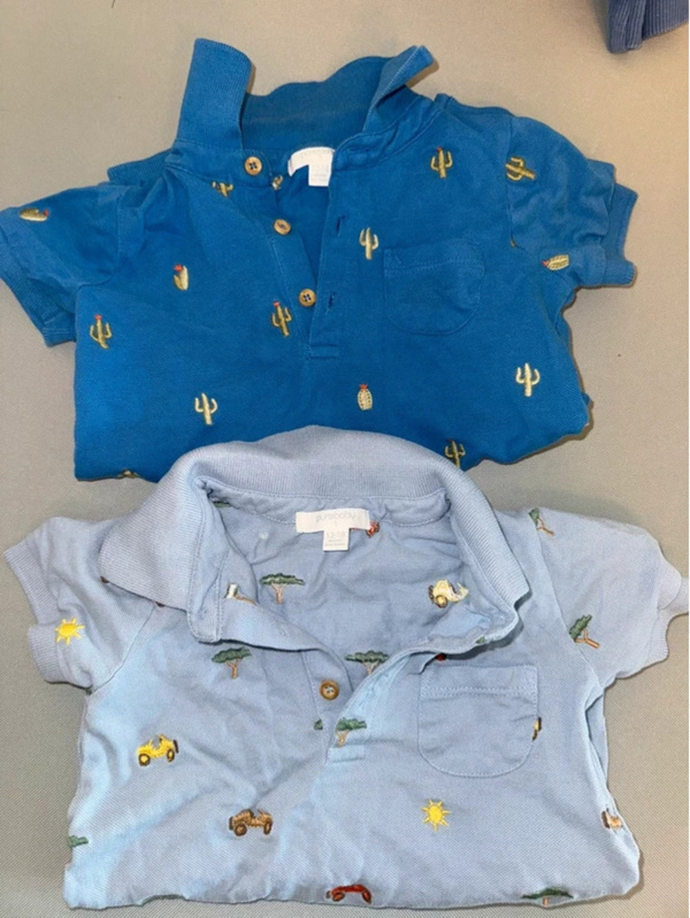 Pure baby Organic Cotton embroidered collared boys romper preppy church bundle